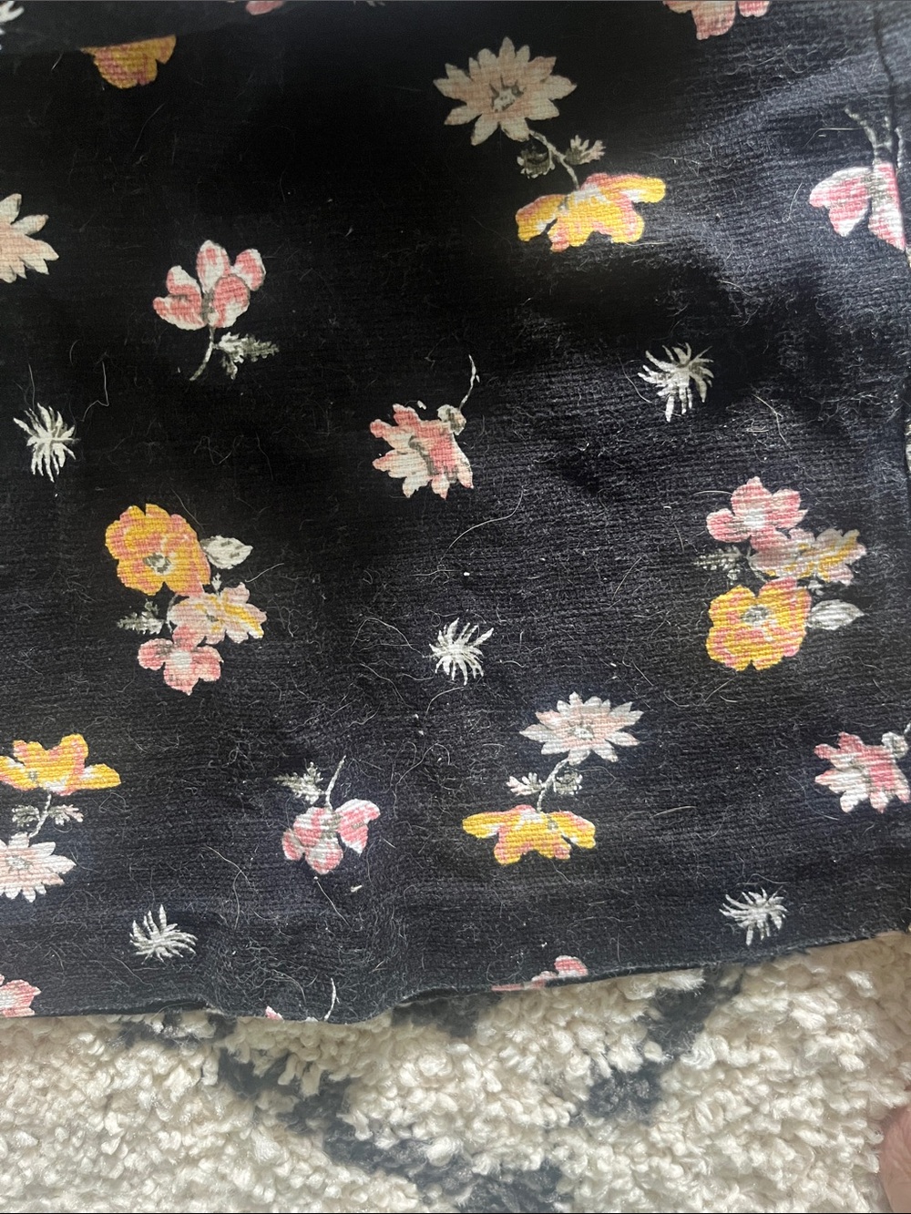 LOFT Black Mini Skirt with Pink and Yellow Floral Pattern - Picture 3 of 3